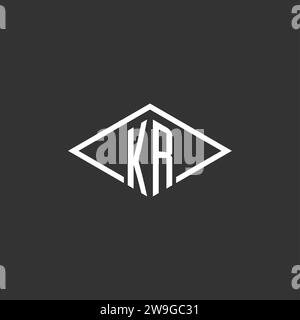 Initials KR logo monogram with simple diamond line style design vector graphic Stock Vector