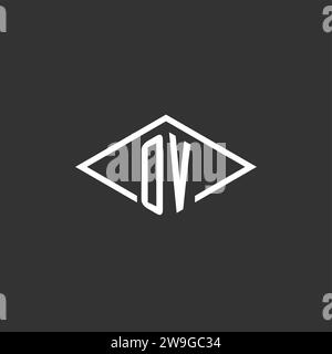 Initials OV logo monogram with simple diamond line style design vector graphic Stock Vector