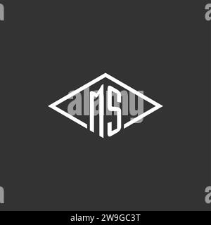 Initials MS logo monogram with simple diamond line style design vector graphic Stock Vector