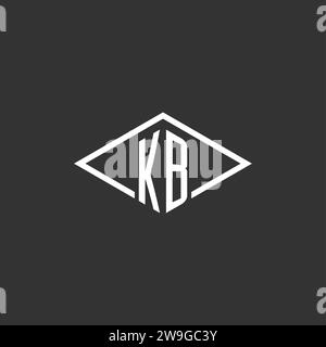 Initials KB logo monogram with simple diamond line style design vector graphic Stock Vector