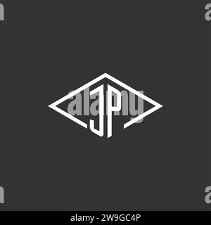 Initials JP logo monogram with simple diamond line style design vector graphic Stock Vector
