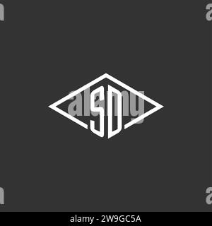 Initials SD logo monogram with simple diamond line style design vector graphic Stock Vector