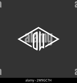 Initials OW logo monogram with simple diamond line style design vector graphic Stock Vector