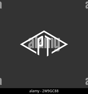 Initials PT logo monogram with simple diamond line style design vector graphic Stock Vector