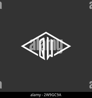 Initials QW logo monogram with simple diamond line style design vector graphic Stock Vector