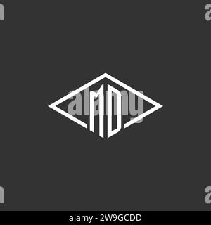 Initials MD logo monogram with simple diamond line style design vector graphic Stock Vector