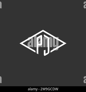 Initials PJ logo monogram with simple diamond line style design vector graphic Stock Vector