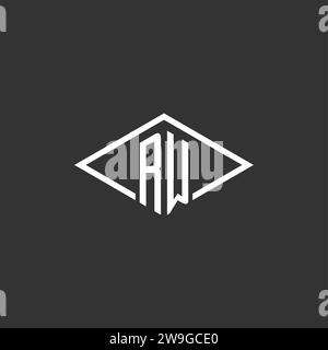 Initials RW logo monogram with simple diamond line style design vector graphic Stock Vector