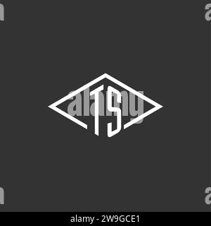 Initials TS logo monogram with simple diamond line style design vector graphic Stock Vector
