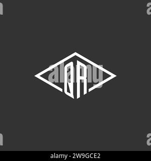 Initials QR logo monogram with simple diamond line style design vector graphic Stock Vector