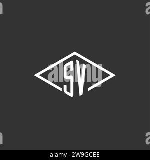 Initials SV logo monogram with simple diamond line style design vector graphic Stock Vector