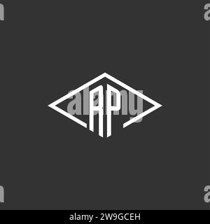 Initials RP logo monogram with simple diamond line style design vector graphic Stock Vector