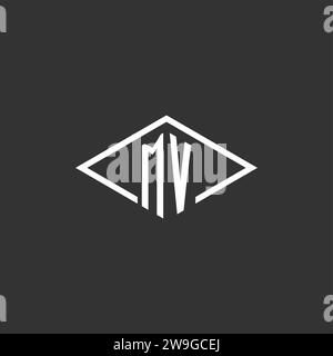 Initials MV logo monogram with simple diamond line style design vector graphic Stock Vector