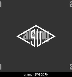 Initials SU logo monogram with simple diamond line style design vector graphic Stock Vector