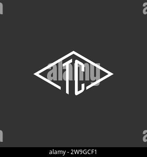 Initials TC logo monogram with simple diamond line style design vector graphic Stock Vector