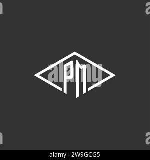 Initials PM logo monogram with simple diamond line style design vector graphic Stock Vector