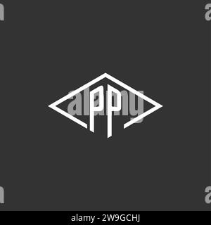 Initials PP logo monogram with simple diamond line style design vector graphic Stock Vector