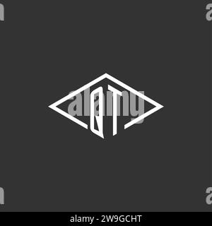 Initials QT logo monogram with simple diamond line style design vector graphic Stock Vector