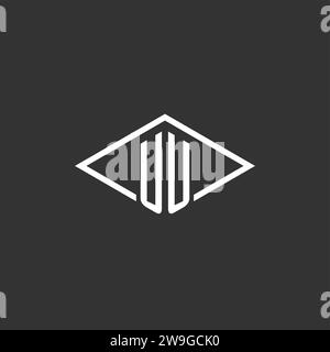 Initials UU logo monogram with simple diamond line style design vector graphic Stock Vector