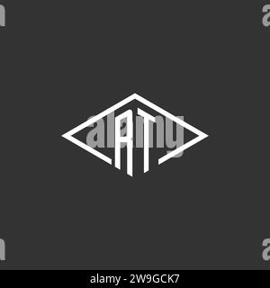 Initials RT logo monogram with simple diamond line style design vector graphic Stock Vector