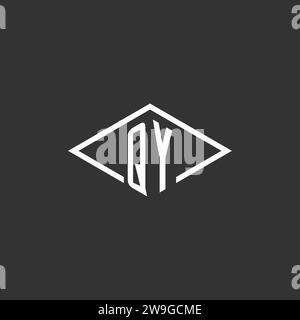 Initials QY logo monogram with simple diamond line style design vector graphic Stock Vector
