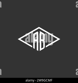 Initials RB logo monogram with simple diamond line style design vector graphic Stock Vector
