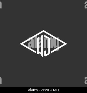 Initials WJ logo monogram with simple diamond line style design vector graphic Stock Vector