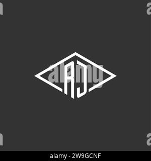 Initials RJ logo monogram with simple diamond line style design vector graphic Stock Vector