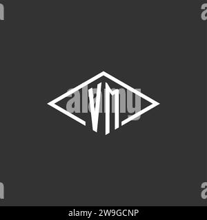 Initials VM logo monogram with simple diamond line style design vector graphic Stock Vector