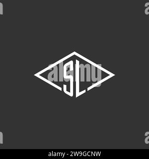 Initials SL logo monogram with simple diamond line style design vector graphic Stock Vector