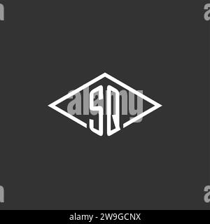 Initials SQ logo monogram with simple diamond line style design vector graphic Stock Vector