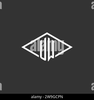 Initials UW logo monogram with simple diamond line style design vector graphic Stock Vector