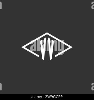 Initials VV logo monogram with simple diamond line style design vector graphic Stock Vector