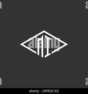 Initials MI logo monogram with simple diamond line style design vector graphic Stock Vector