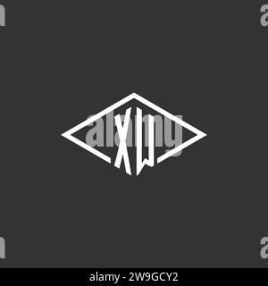 Initials XW logo monogram with simple diamond line style design vector graphic Stock Vector