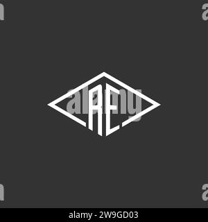 Initials RE logo monogram with simple diamond line style design vector graphic Stock Vector