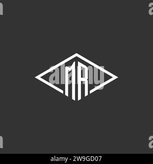 Initials MR logo monogram with simple diamond line style design vector graphic Stock Vector