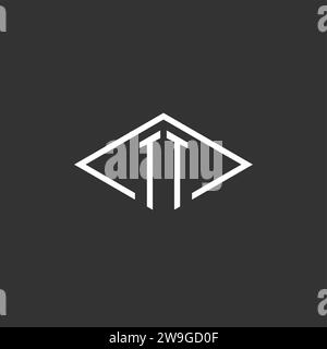 Initials TT logo monogram with simple diamond line style design vector graphic Stock Vector