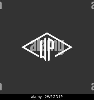 Initials WP logo monogram with simple diamond line style design vector graphic Stock Vector