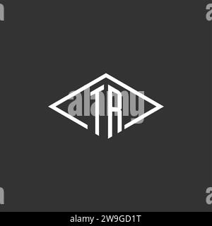 Initials TR logo monogram with simple diamond line style design vector graphic Stock Vector