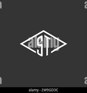 Initials ST logo monogram with simple diamond line style design vector graphic Stock Vector