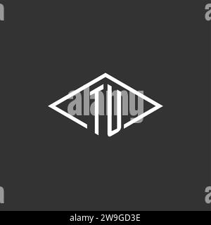 Initials TU logo monogram with simple diamond line style design vector graphic Stock Vector