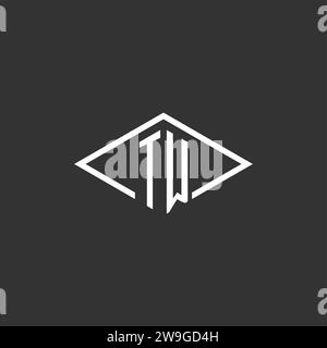 Initials TW logo monogram with simple diamond line style design vector graphic Stock Vector