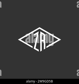 Initials ZR logo monogram with simple diamond line style design vector graphic Stock Vector