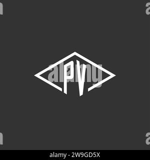 Initials PV logo monogram with simple diamond line style design vector graphic Stock Vector