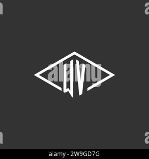 Initials WV logo monogram with simple diamond line style design vector graphic Stock Vector