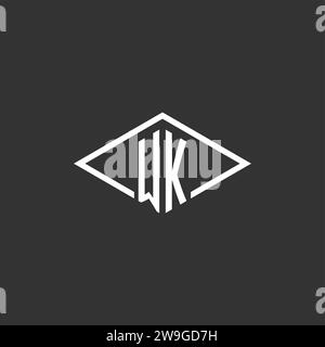 Initials WK logo monogram with simple diamond line style design vector graphic Stock Vector