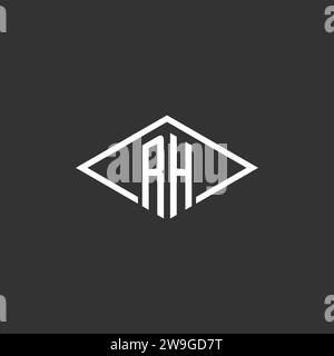 Initials RH logo monogram with simple diamond line style design vector graphic Stock Vector