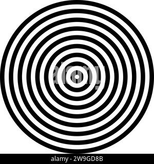 Concentric circle icon. Black and white circular rings. Sound wave, radar, target. Round line element. Abstract monochrome graphic. Vector Stock Vector