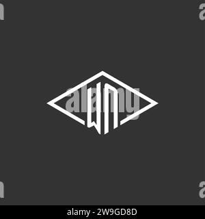 Initials WN logo monogram with simple diamond line style design vector graphic Stock Vector